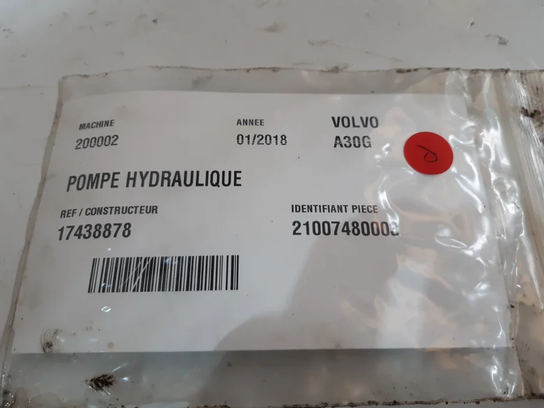 Pompe hydraulique principale pour VOLVO A30G